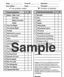 Counterbalance Electric Truck Daily Check List Refill